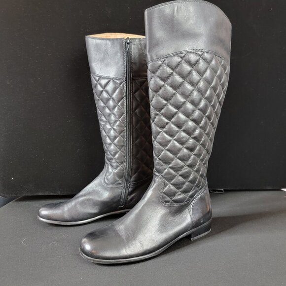 Corso Como Black Quilted Leather Knee-High Boots 8.5M - Picture 2 of 14